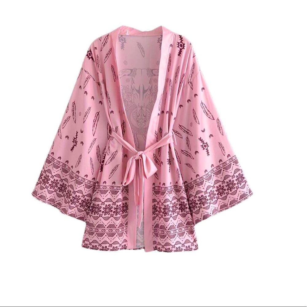 Wicked AF pink kimono bulls head